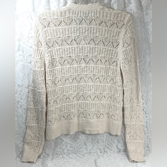 Sonoma Pointelle Cardigan Long sleeve Button front Sea Salt Ivory Women’s M - Picture 2 of 5